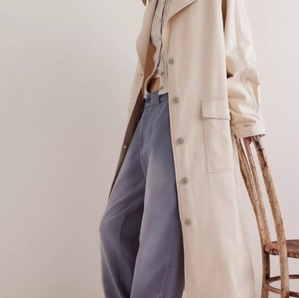 Free People Perry Military Duster in French Oak LARGE - Picture 3 of 4